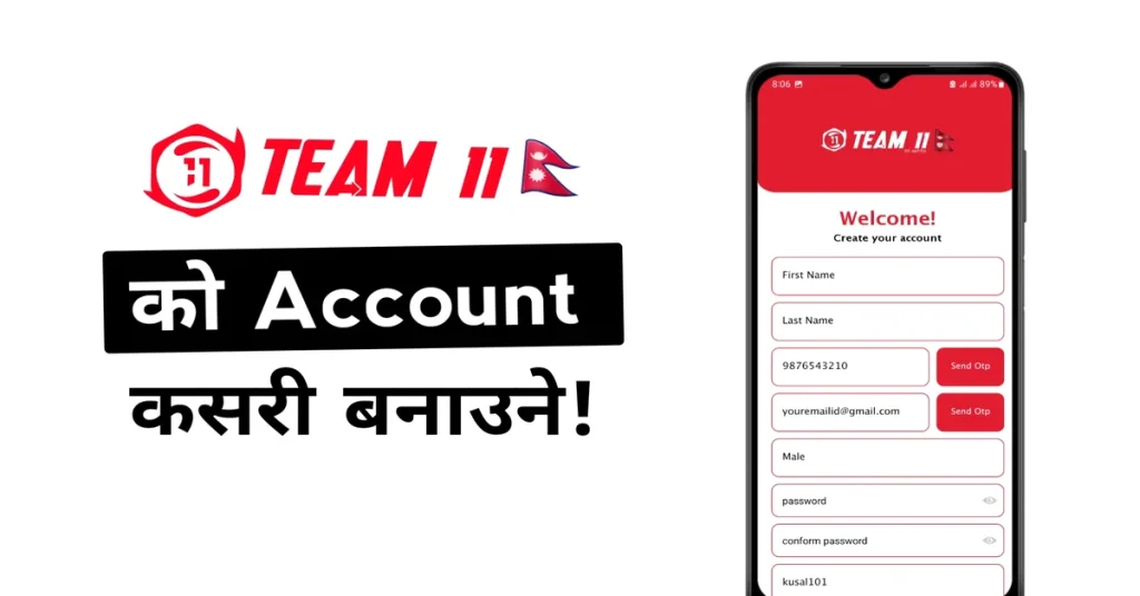 how to create team11 nepal account