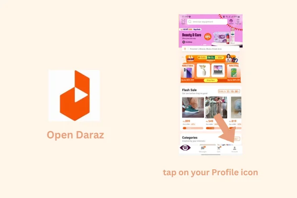 open daraz and tap on your profile icon