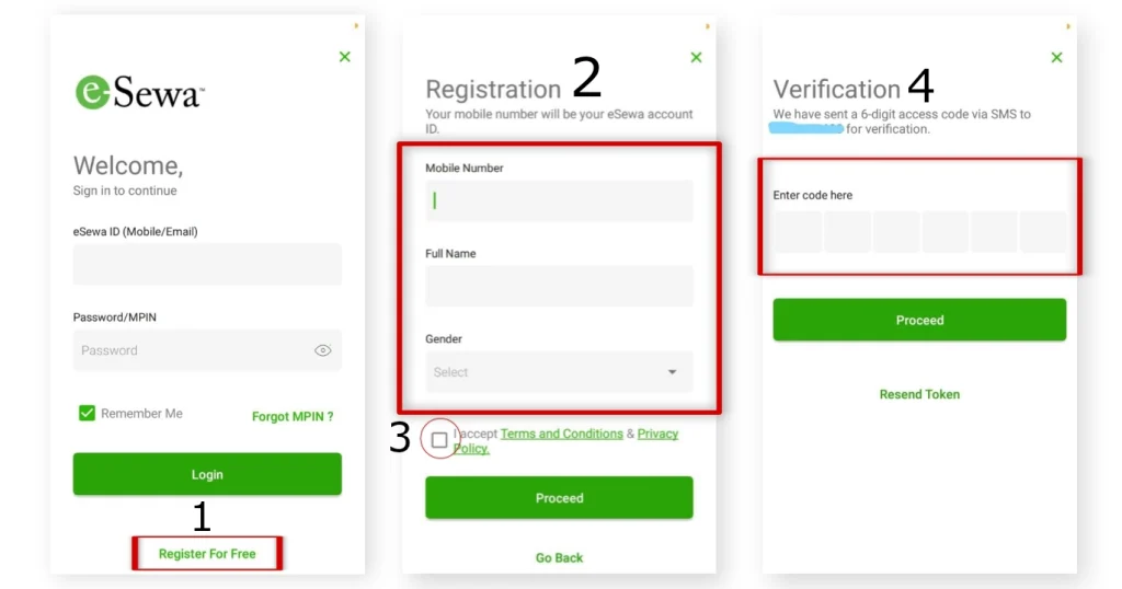 how to create esewa account