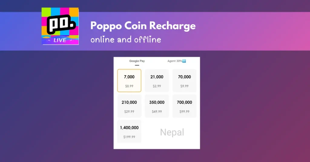 poppo-live-logo-with-text-poppo-coin-recharge-online-and-offline-and-a-screenshot-of-the-top-up-list