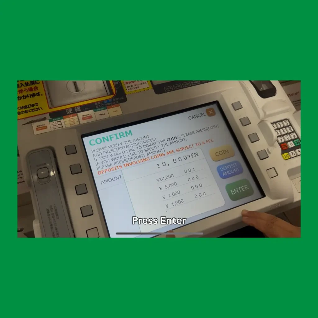 verify amount and press enter